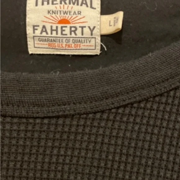 Faherty Waffle Crew Thermal Long Sleeve Top Pima Cotton - Picture 5 of 6